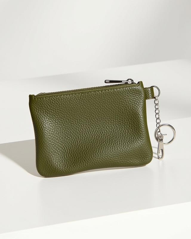 Leather Mini Wallet Keychain
