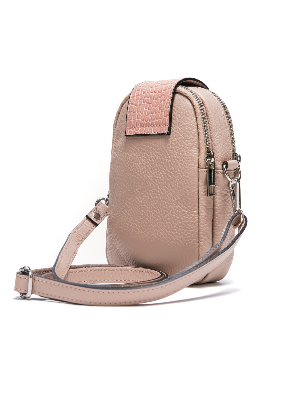 Pink leather crossbody phone bag for women